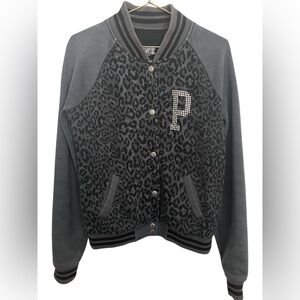 Victoria’s Secret Gray Leopard Print Varsity Jacket S